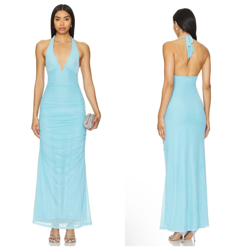 Superdown Cathy Maxi Dress in Dusty Blue Size L